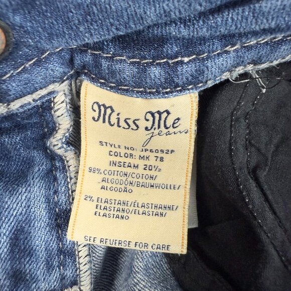 Miss Me Jeans Size 27 Embellished Flap Pocket Low Rise Capri Thick Stitch Denim - Picture 6 of 9
